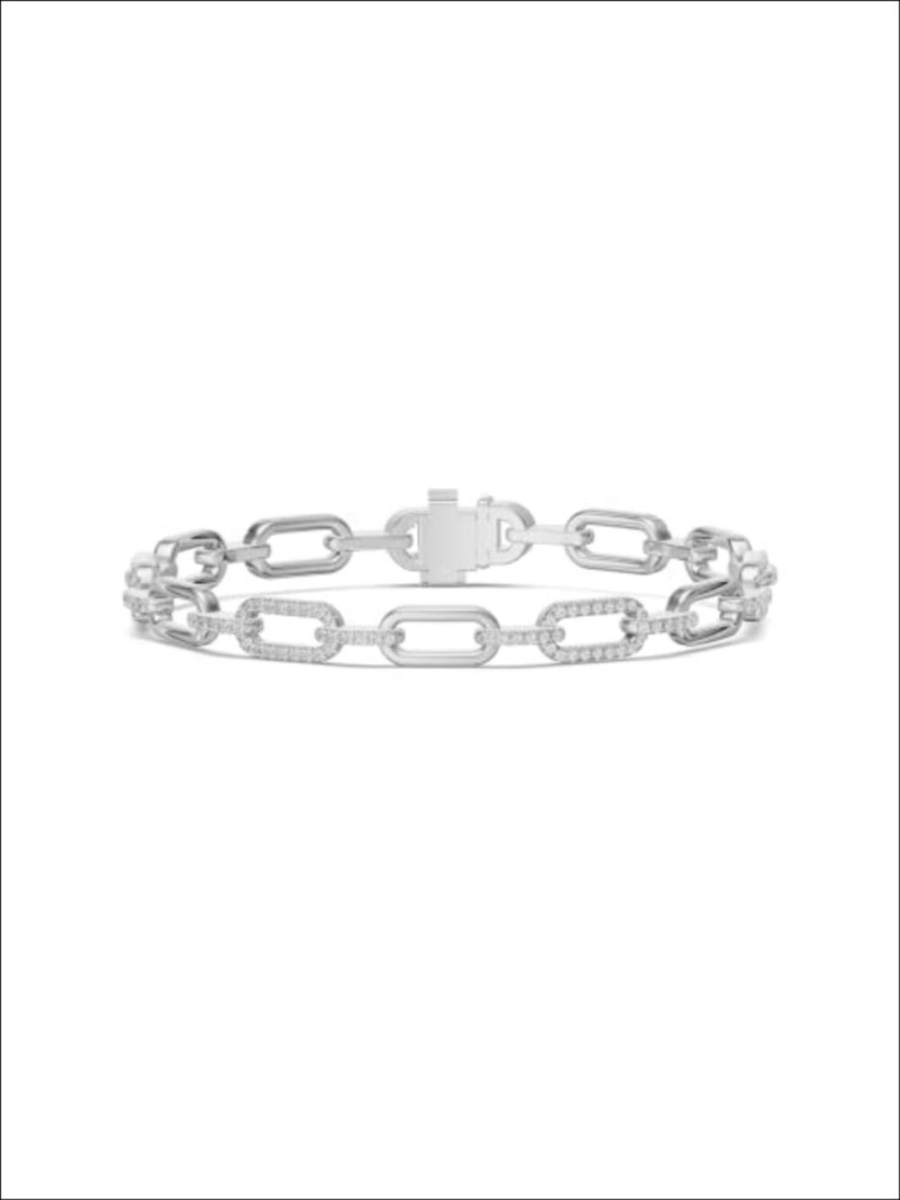 Diamond Paperclip Link Bracelet in 24K Gold Vermeil or Rhodium-Plated Sterling